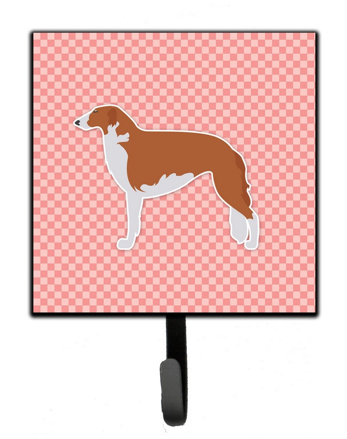 Borzoi Russian Greyhound Checkerboard Pink Leash or Key Holder