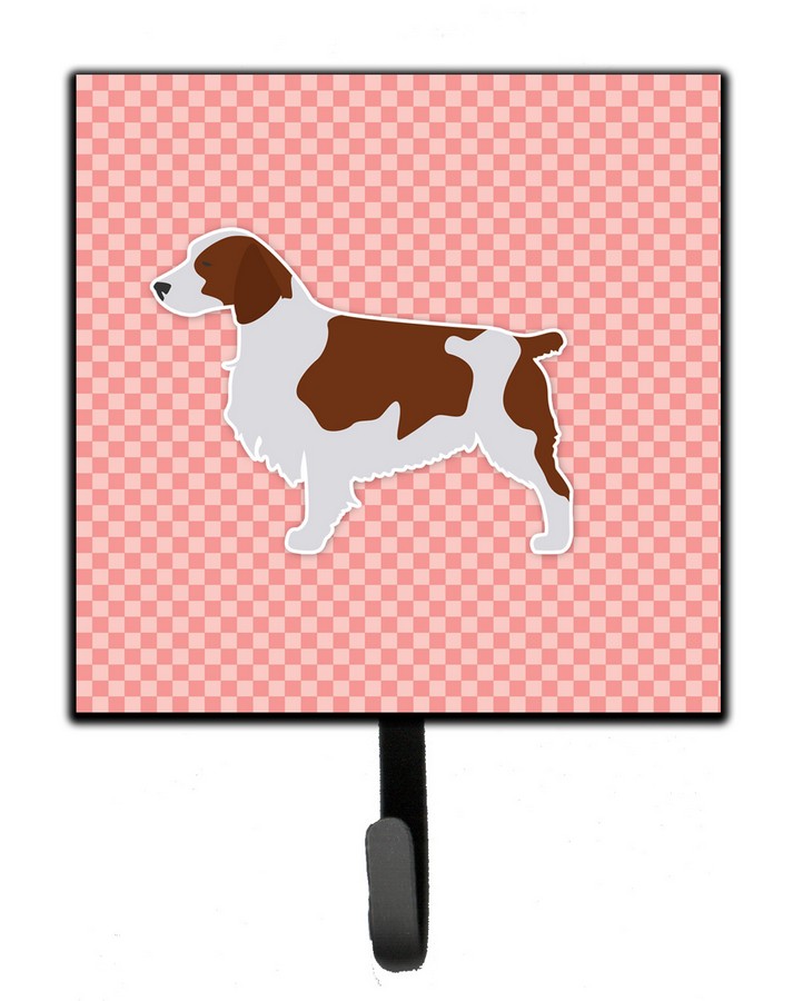 Welsh Springer Spaniel Checkerboard Pink Leash or Key Holder