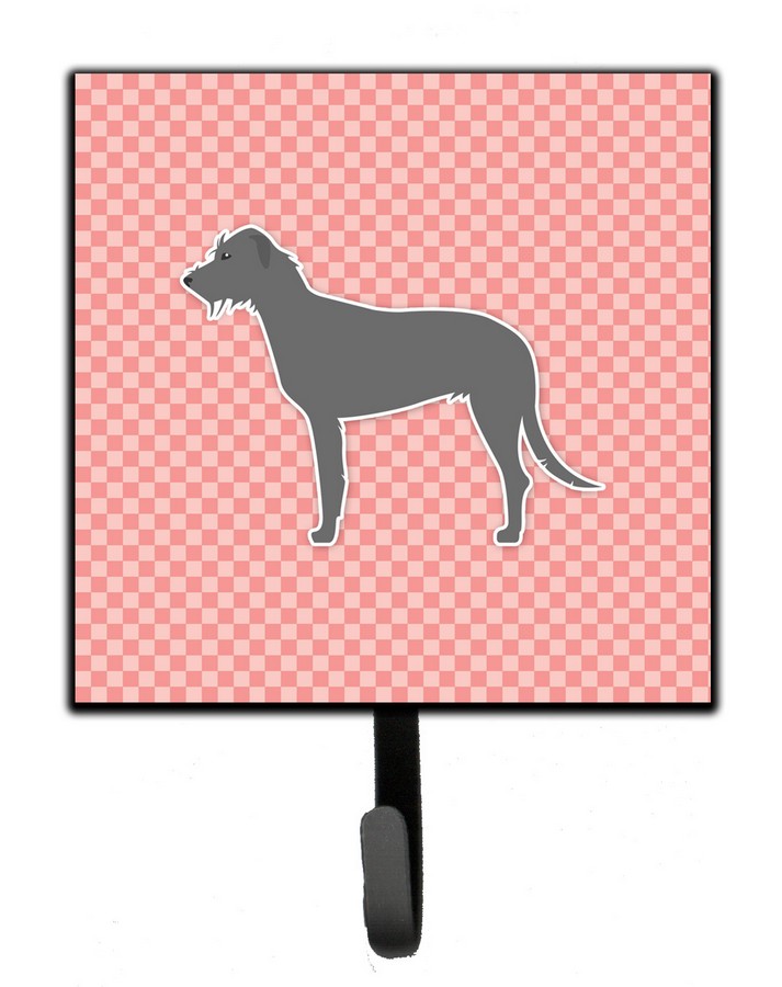 Irish Wolfhound Checkerboard Pink Leash or Key Holder