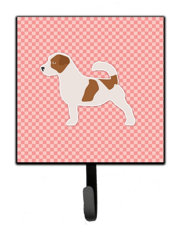 Jack Russell Terrier Checkerboard Pink Leash or Key Holder