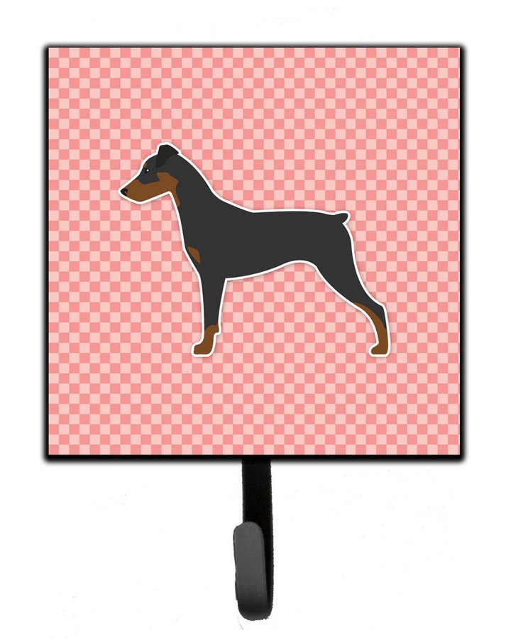 German Pinscher Checkerboard Pink Leash or Key Holder