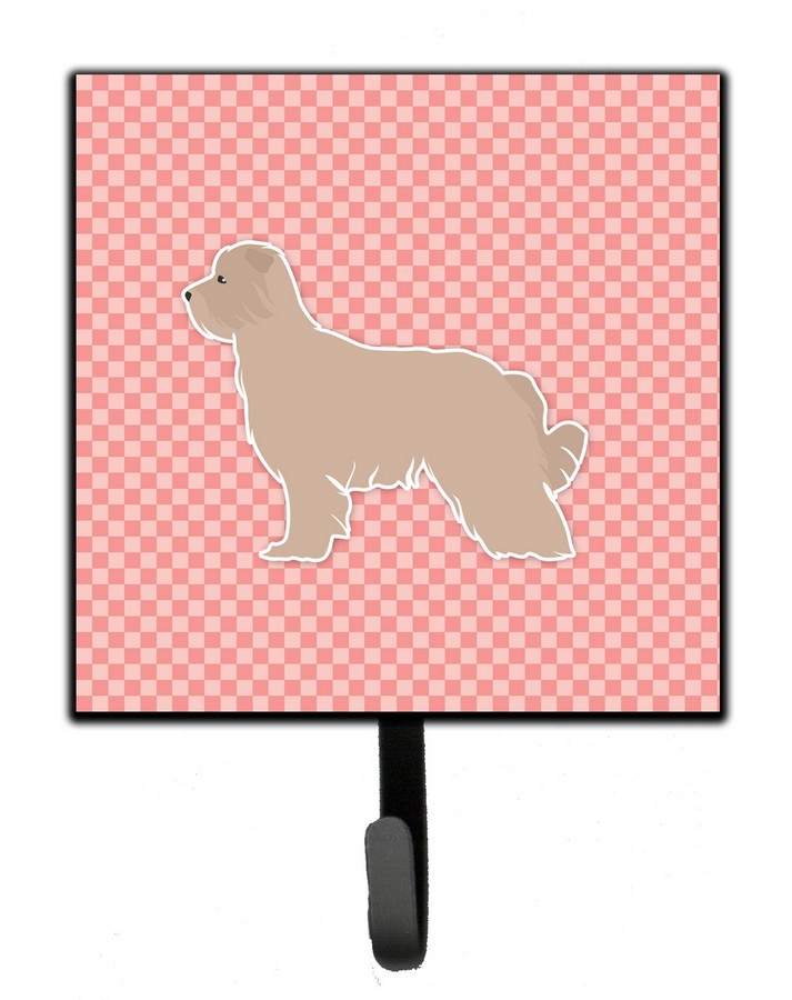Pyrenean Shepherd Checkerboard Pink Leash or Key Holder
