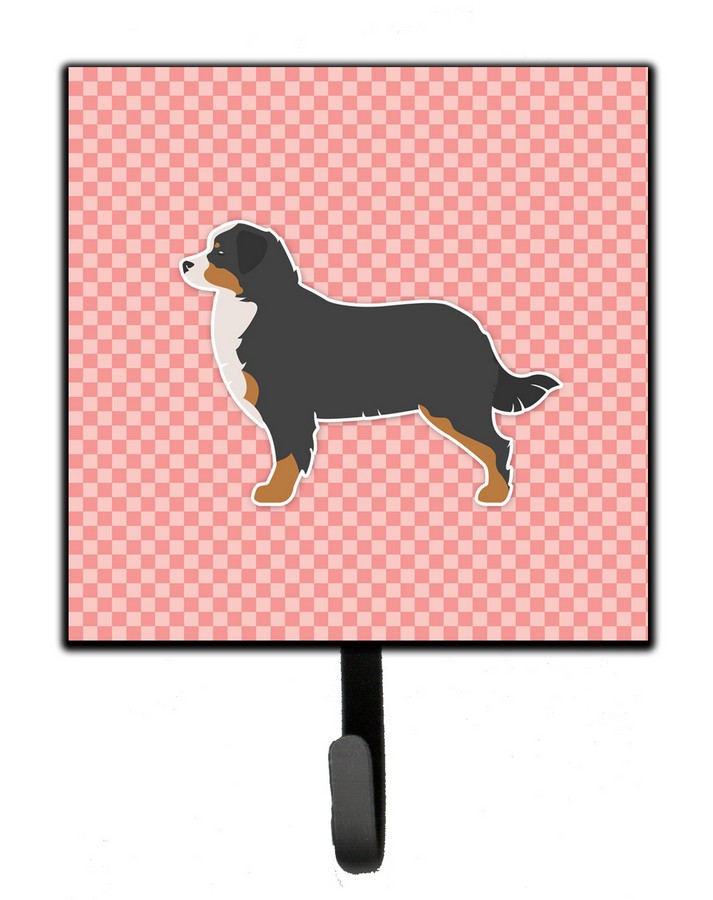 Bernese Mountain Dog Checkerboard Pink Leash or Key Holder