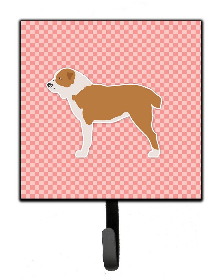 Central Asian Shepherd Dog Checkerboard Pink Leash or Key Holder