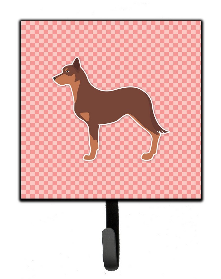 Australian Kelpie Dog Checkerboard Pink Leash or Key Holder