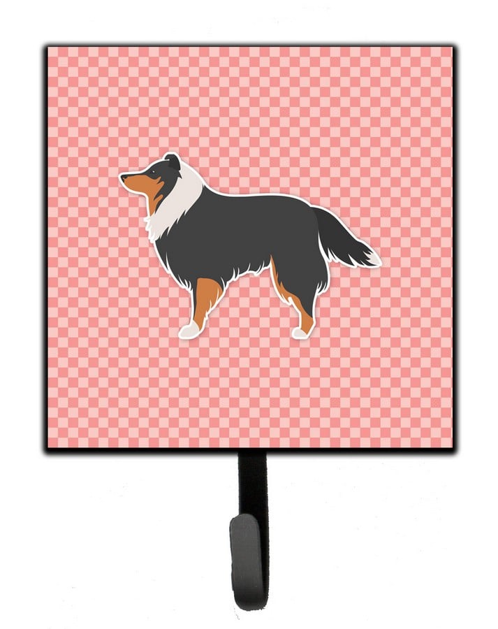 Sheltie & Shetland Sheepdog Checkerboard Pink Leash or Key Holder