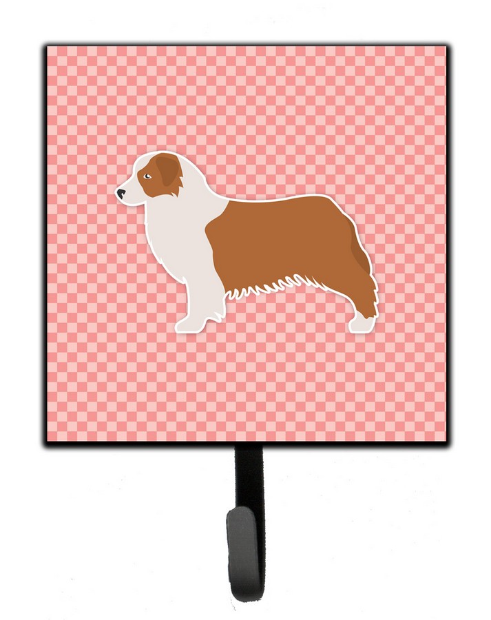 Australian Shepherd Dog Checkerboard Pink Leash or Key Holder