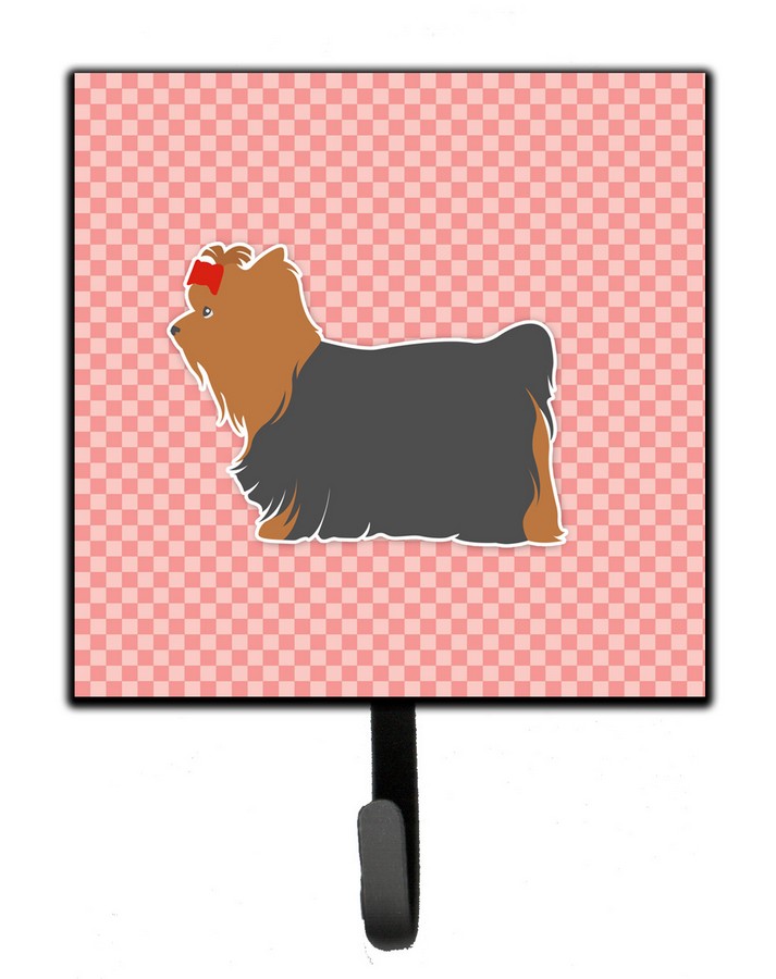 Yorkshire Terrier Yorkie Checkerboard Pink Leash or Key Holder