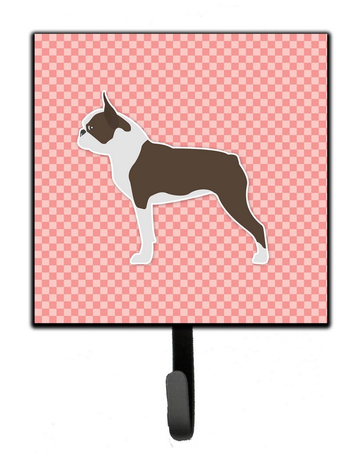 Boston Terrier Checkerboard Pink Leash or Key Holder