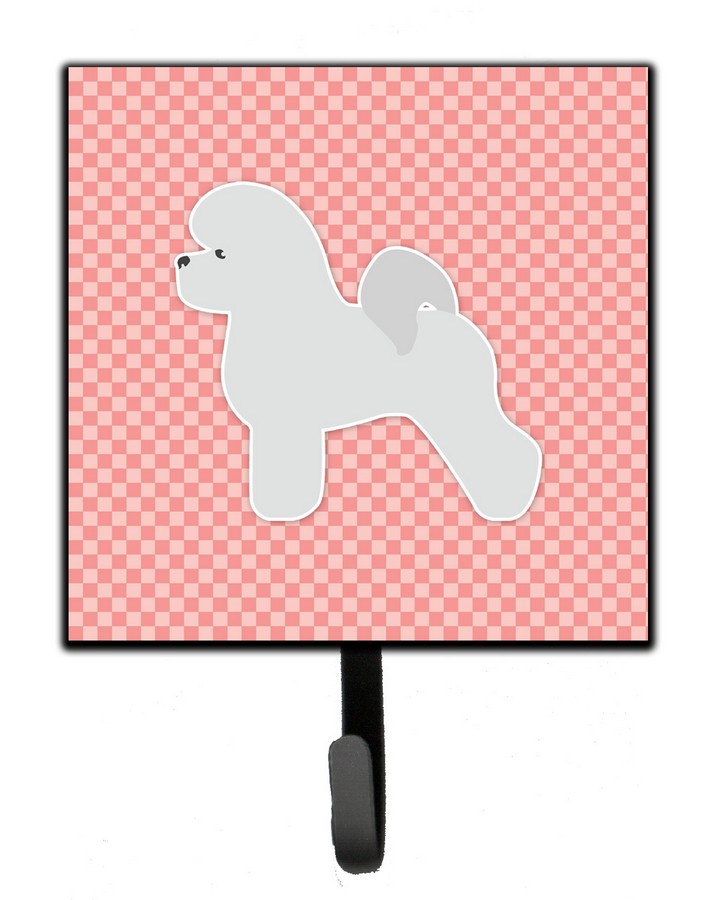 Bichon Frise Checkerboard Pink Leash or Key Holder
