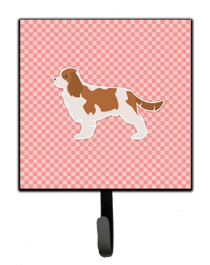 Cavalier King Charles Spaniel Checkerboard Pink Leash or Key Holder