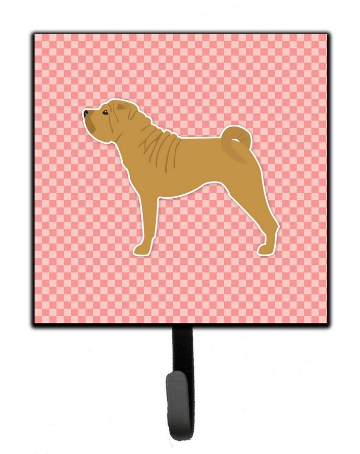 Shar Pei Merry Checkerboard Pink Leash or Key Holder