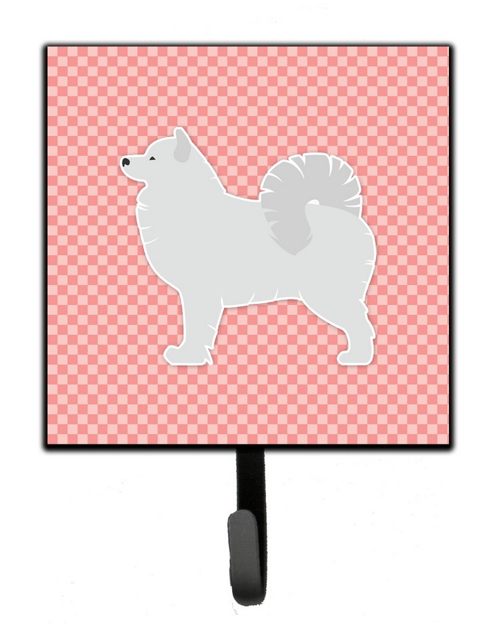 Samoyed Checkerboard Pink Leash or Key Holder