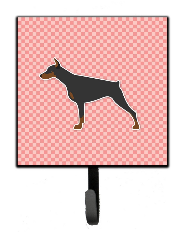 Doberman Pinscher Checkerboard Pink Leash or Key Holder