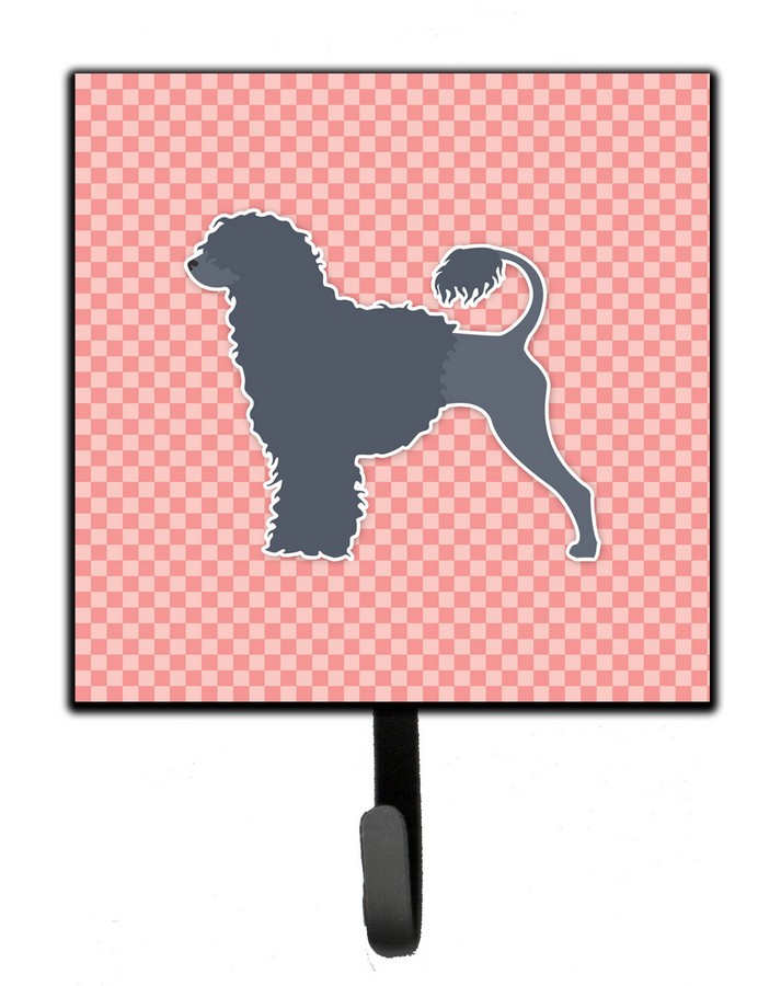 Portuguese Water Dog Checkerboard Pink Leash or Key Holder