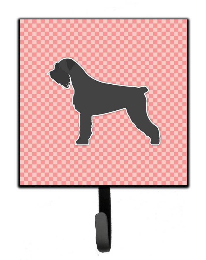 Giant Schnauzer Checkerboard Pink Leash or Key Holder