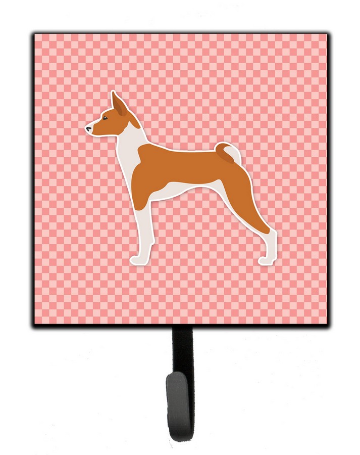 Basenji Checkerboard Pink Leash or Key Holder