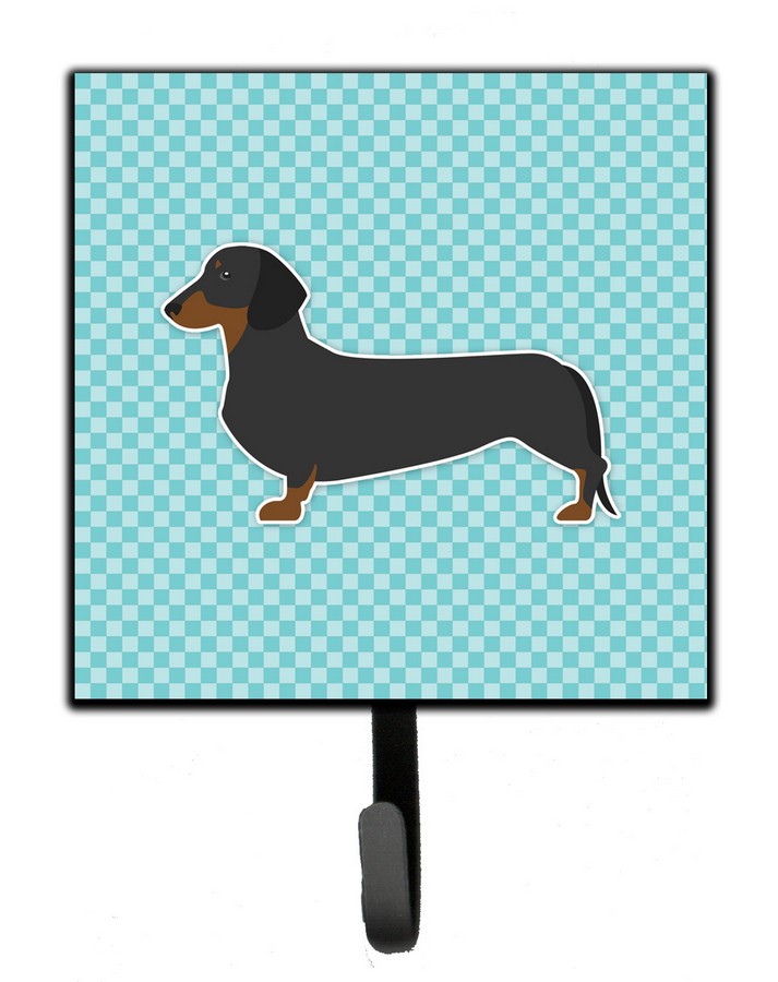 Dachshund Checkerboard Blue Leash or Key Holder