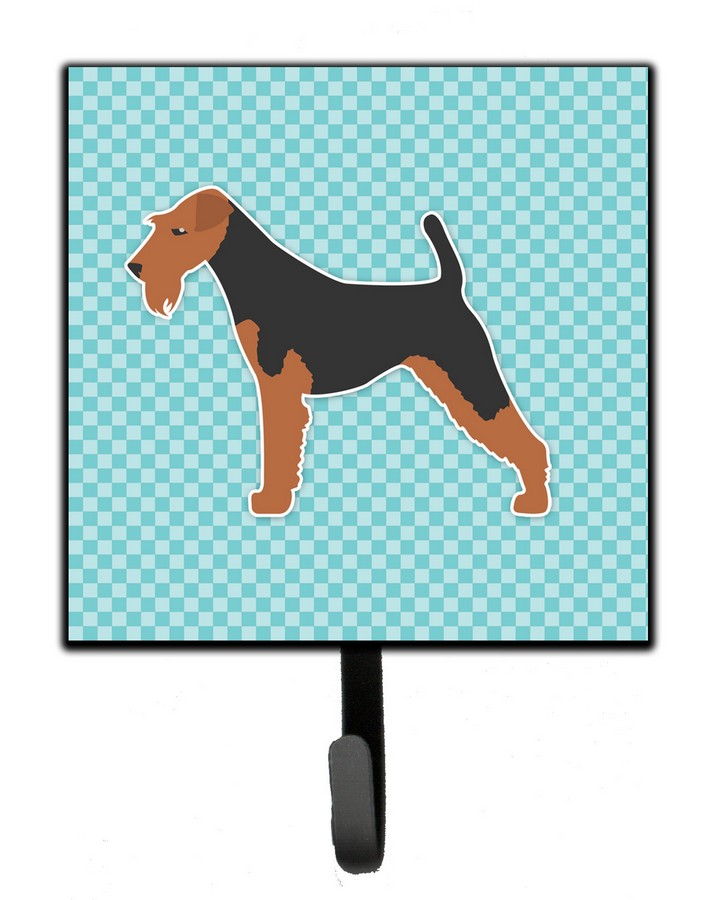 Welsh Terrier Checkerboard Blue Leash or Key Holder