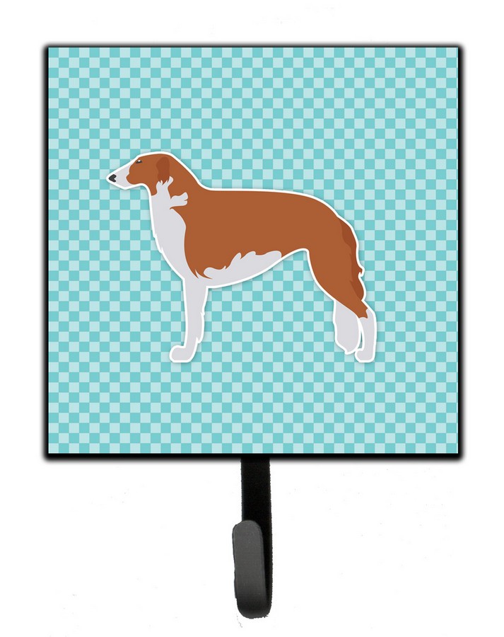 Borzoi Russian Greyhound Checkerboard Blue Leash or Key Holder
