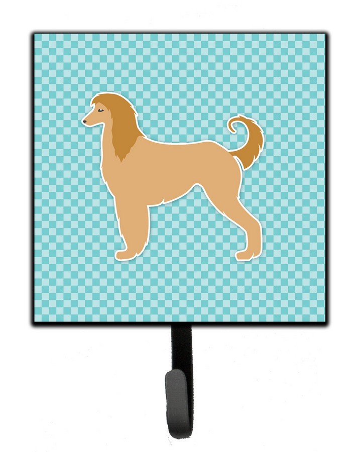 Afghan Hound Checkerboard Blue Leash or Key Holder