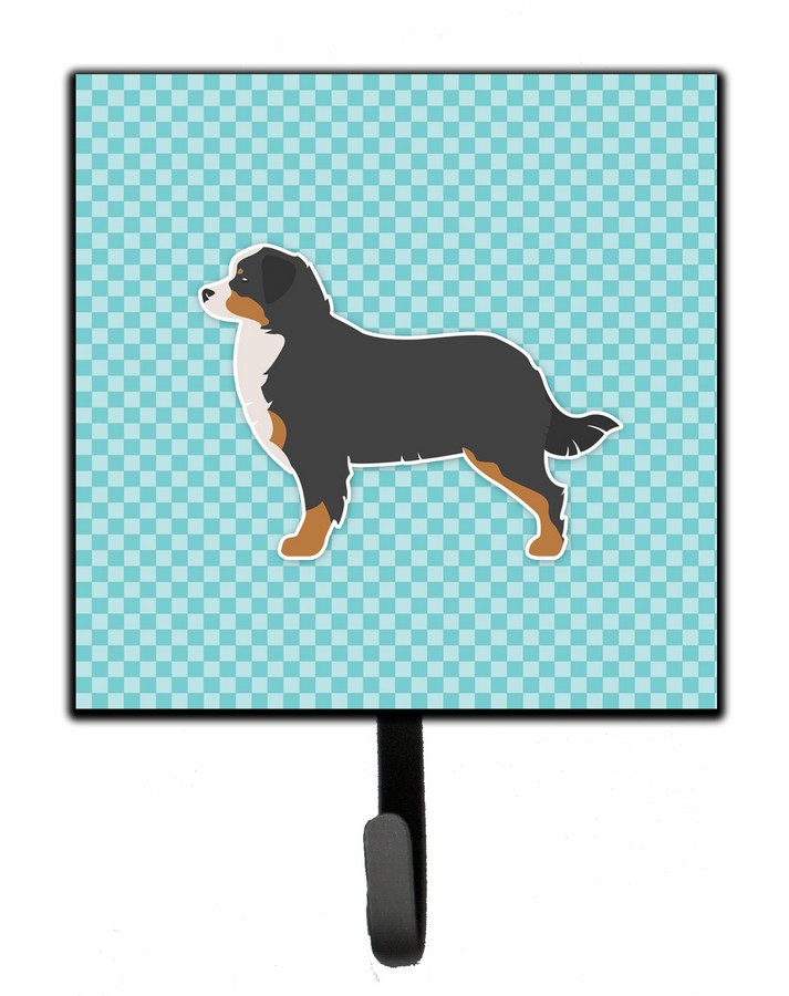 Bernese Mountain Dog Checkerboard Blue Leash or Key Holder