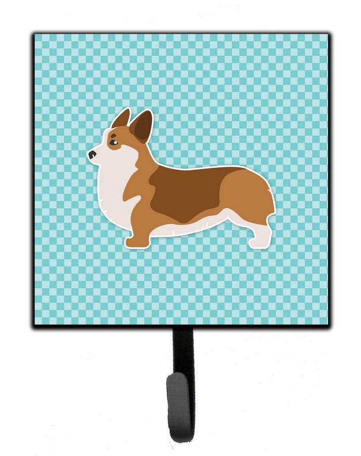 Corgi Checkerboard Blue Leash or Key Holder