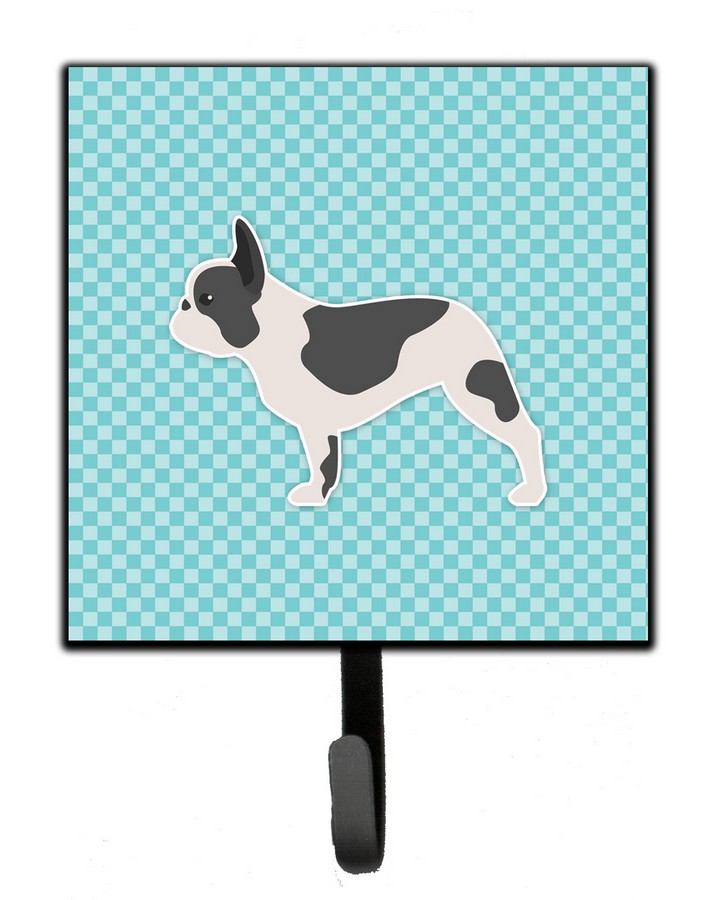 French Bulldog Checkerboard Blue Leash or Key Holder