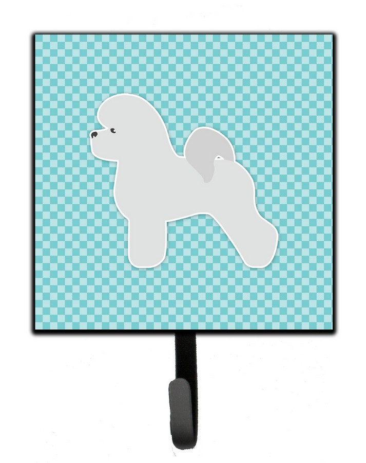 Bichon Frise Checkerboard Blue Leash or Key Holder