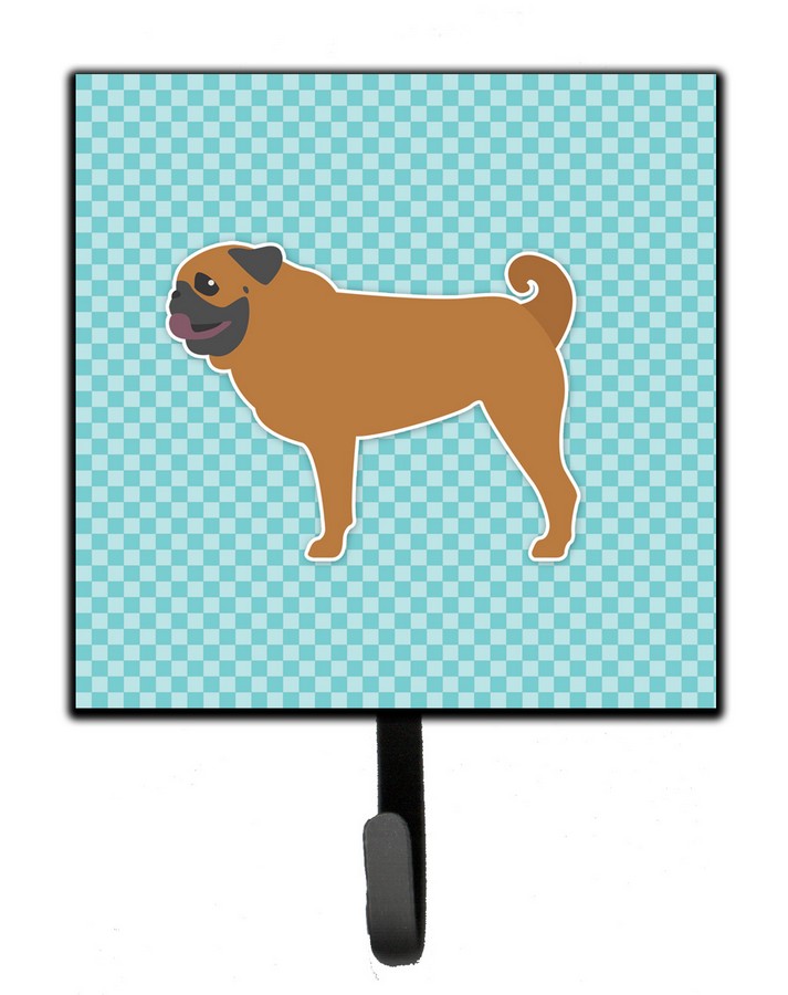 Pug Checkerboard Blue Leash or Key Holder