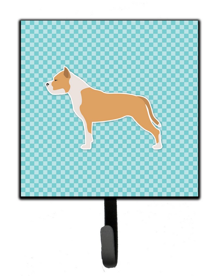Staffordshire Bull Terrier Checkerboard Blue Leash or Key Holder