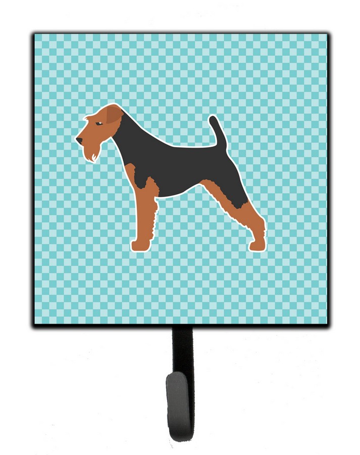 Airedale Terrier Checkerboard Blue Leash or Key Holder