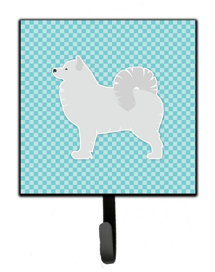 Samoyed Checkerboard Blue Leash or Key Holder