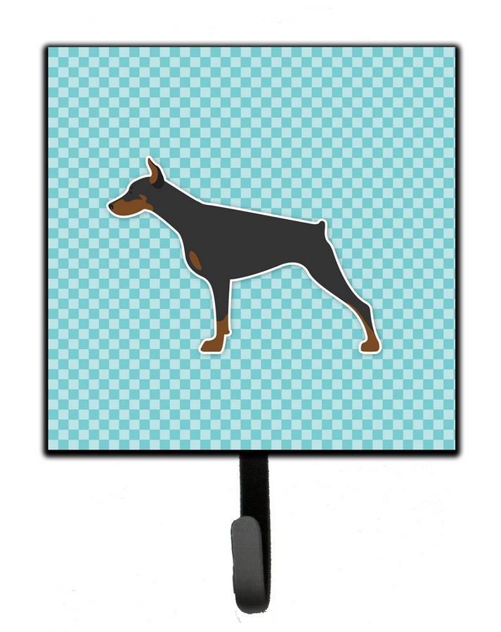 Doberman Pinscher Checkerboard Blue Leash or Key Holder
