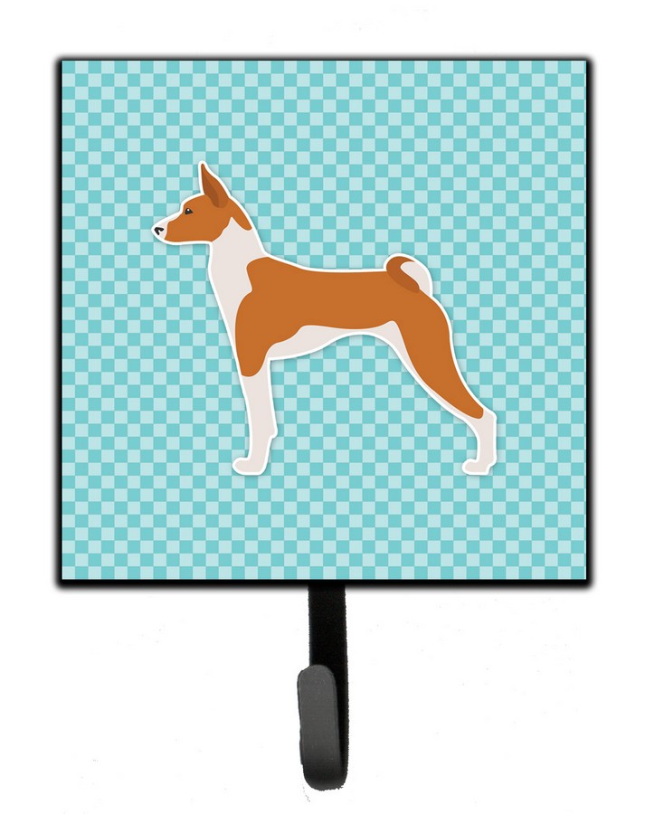 Basenji Checkerboard Blue Leash or Key Holder