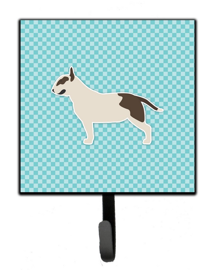 Bull Terrier Checkerboard Blue Leash or Key Holder