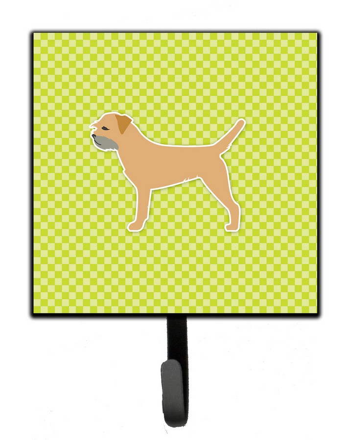 Border Terrier Checkerboard Green Leash or Key Holder