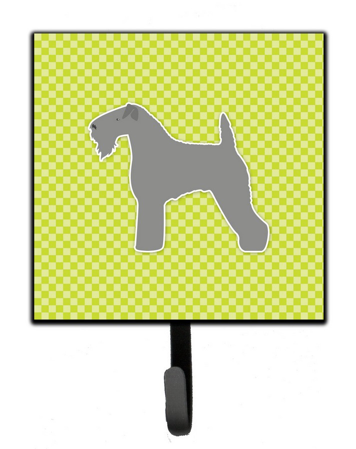 Kerry Blue Terrier Checkerboard Green Leash or Key Holder