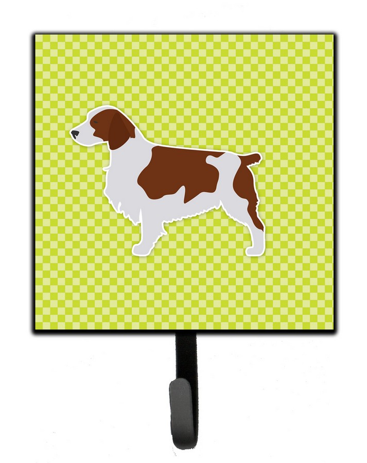 Welsh Springer Spaniel Checkerboard Green Leash or Key Holder