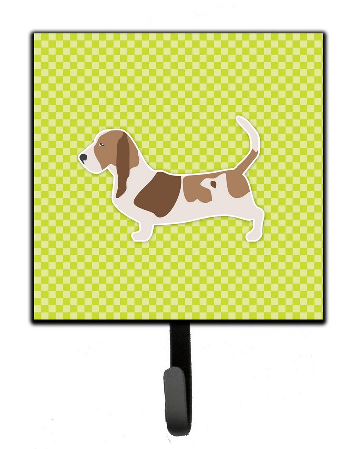 Basset Hound Checkerboard Green Leash or Key Holder