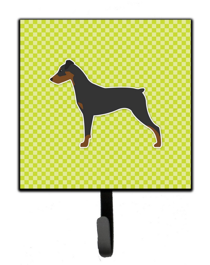 German Pinscher Checkerboard Green Leash or Key Holder