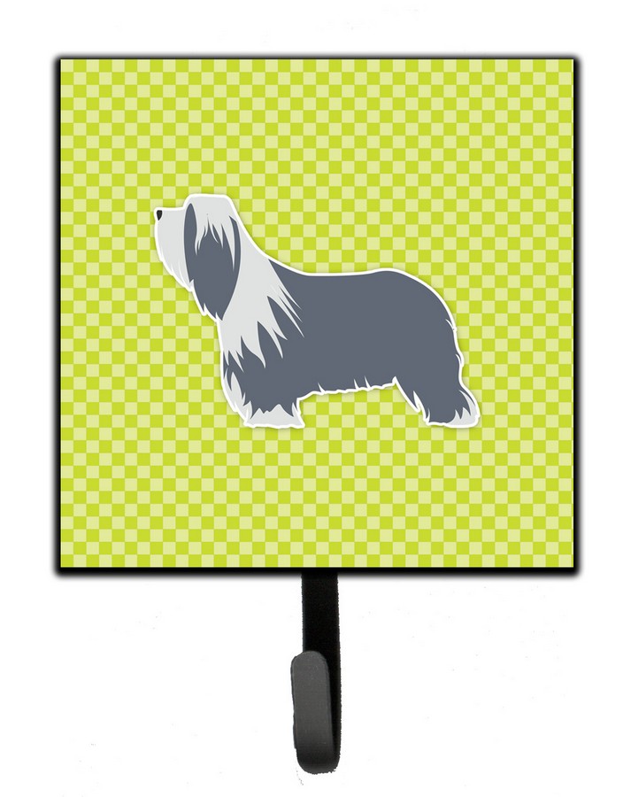 Bearded Collie Checkerboard Green Leash or Key Holder