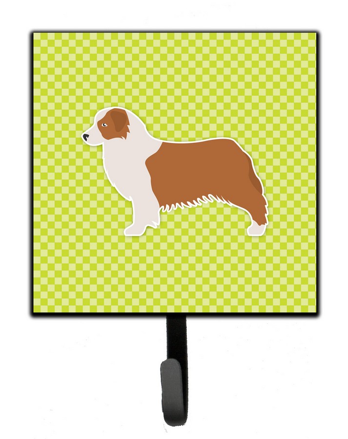 Australian Shepherd Dog Checkerboard Green Leash or Key Holder