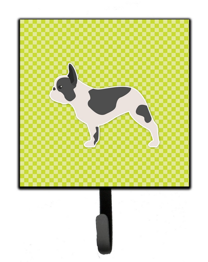 French Bulldog Checkerboard Green Leash or Key Holder