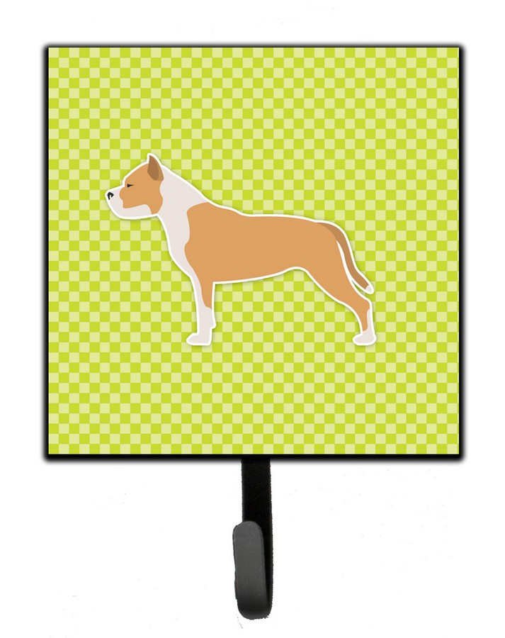 Staffordshire Bull Terrier Checkerboard Green Leash or Key Holder