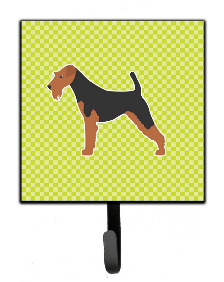 Airedale Terrier Checkerboard Green Leash or Key Holder