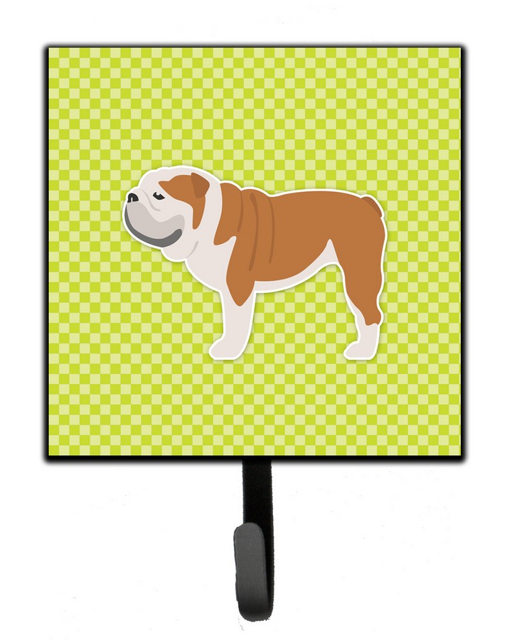 English Bulldog Checkerboard Green Leash or Key Holder