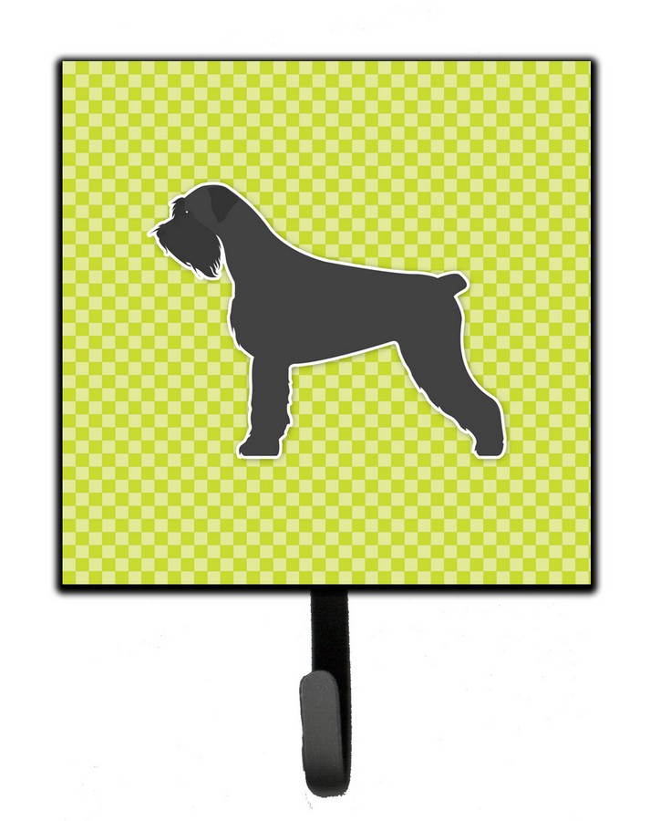 Giant Schnauzer Checkerboard Green Leash or Key Holder