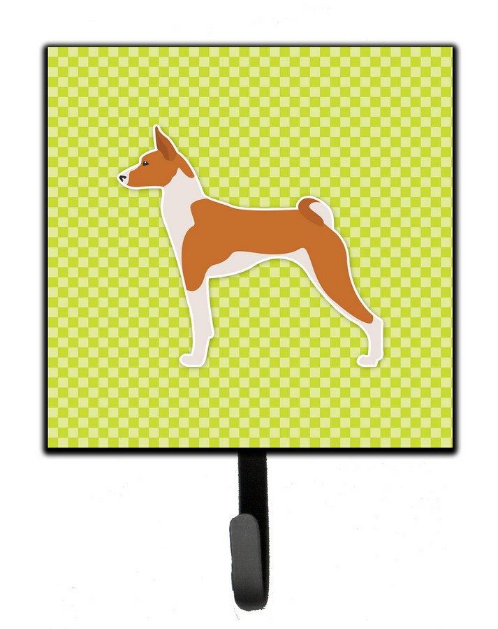 Basenji Checkerboard Green Leash or Key Holder