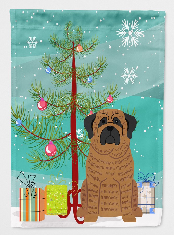 Merry Christmas Tree Mastiff Brindle Flag Garden Size